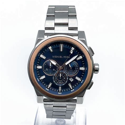 michael kors mens mk8598|Michael Kors Grayson 47mm Two Tone Steel Blue Dial Quartz .